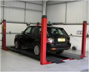 Car on repair ramps